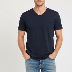 AG Adriano Goldschmied V Neck T Shirt Navy Blue Mens Size M Made in USA